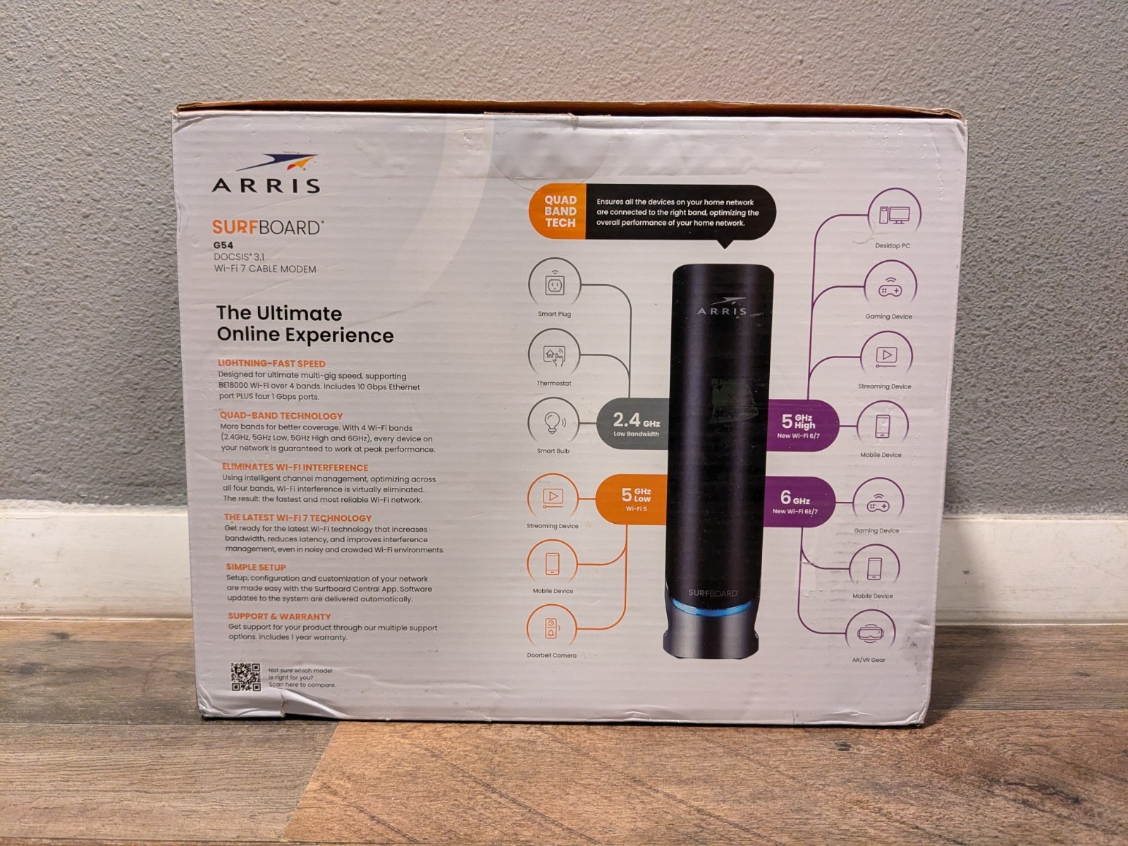 Arris G54 BE18000 WiFi 7 & DOCSIS 3.1 Cable Modem For Parts or Repair! READ!