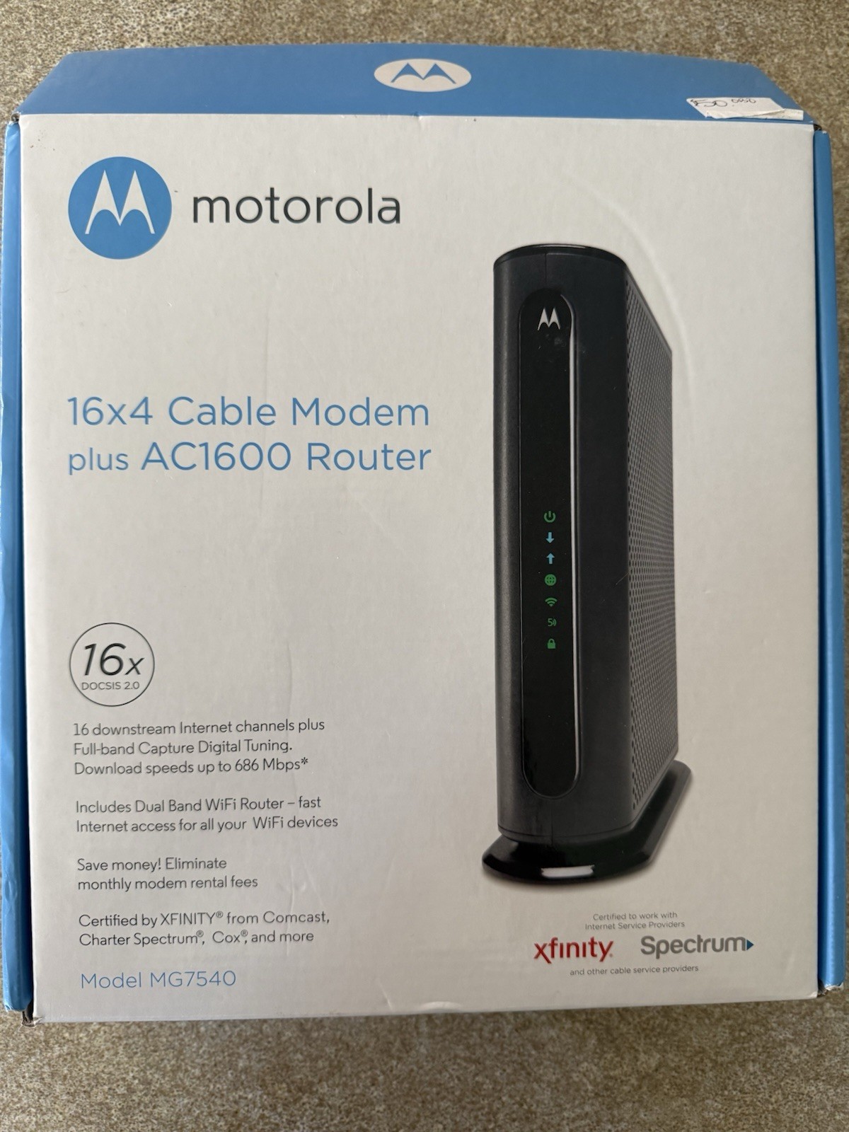 Motorola MG7540-10 16×4 Cable Modem – Black
