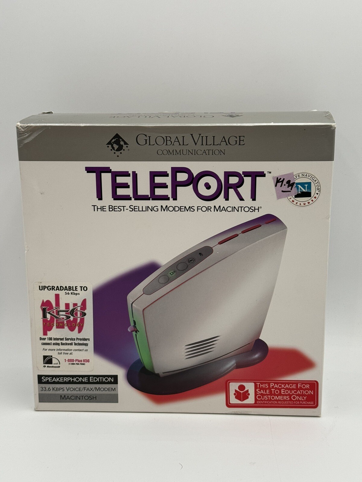 Global Village TELEPORT Speakerphone Edition 33.6 Kbps Modem Macintosh In Box