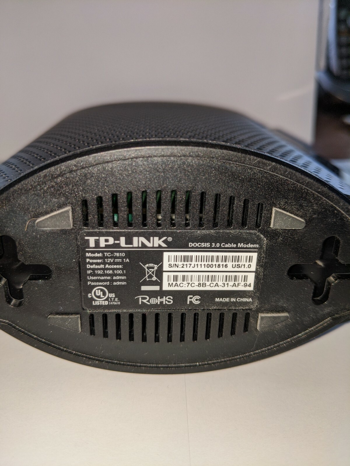 TP-LINK TC-7610 DOCSIS 3.0 Cable Modem