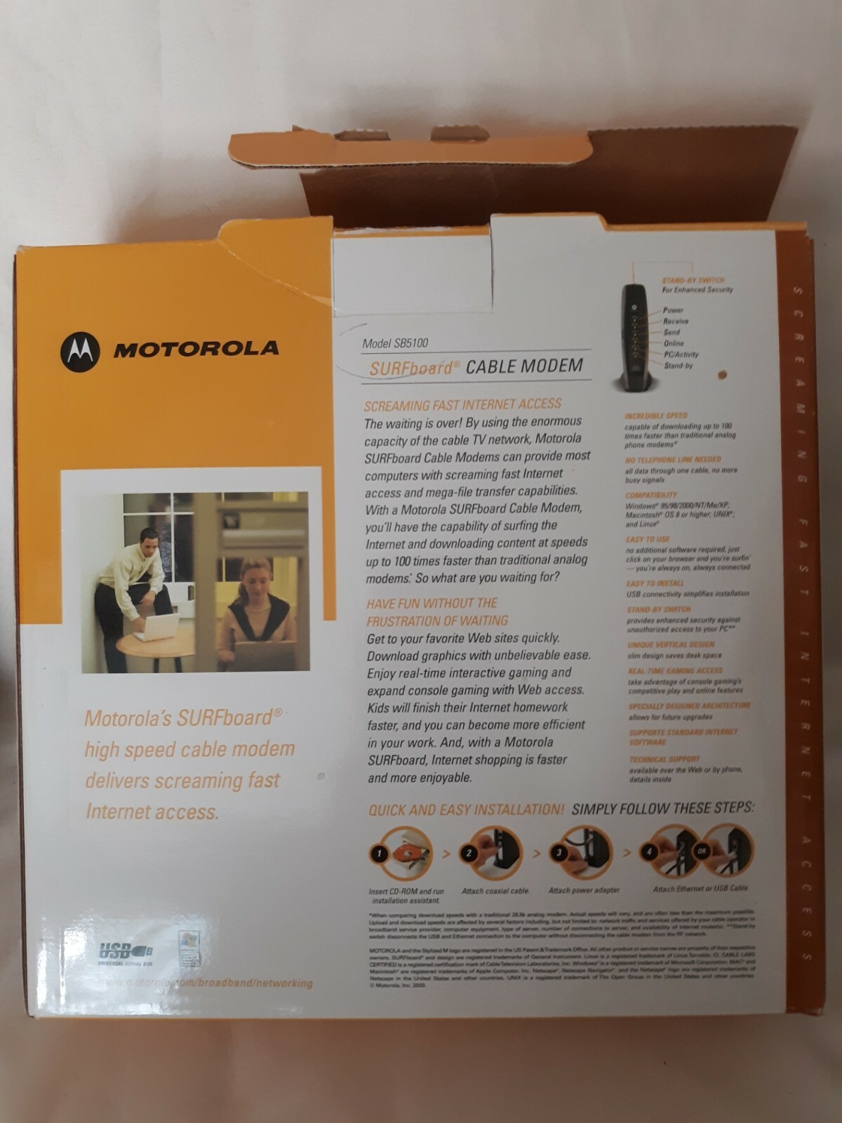 Motorola SURFboard Cable Modem SB5100 (DHSB5100) with Box and Powercord