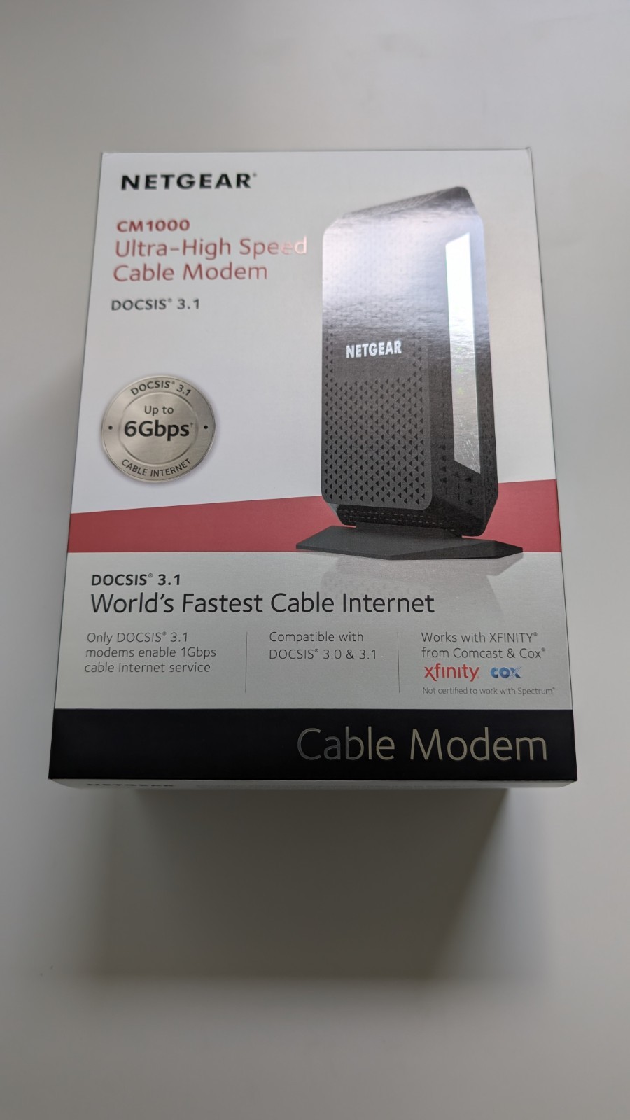 NETGEAR CM1000 Wired-Ethernet Cable Modem DOCSIS 3.1, Black