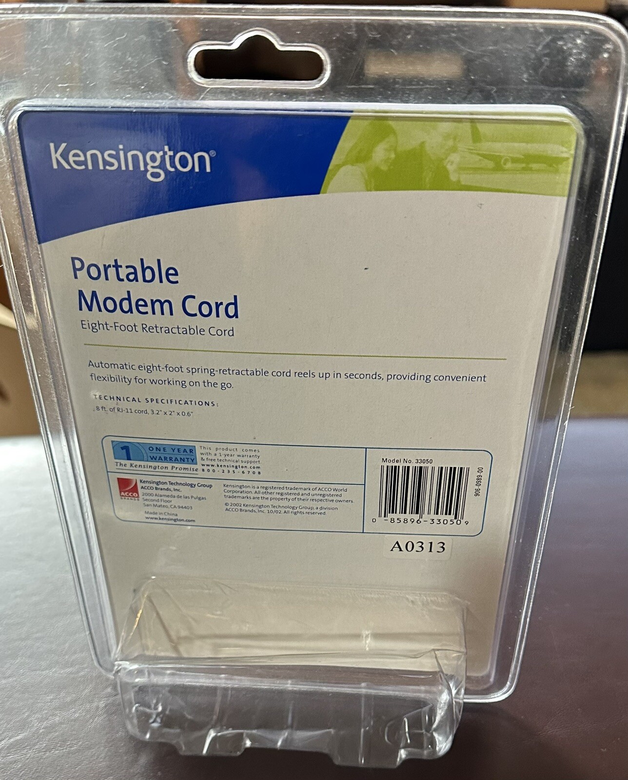 Kensington Portable Modem Cord 8 Foot Retractable Cord Convenient Travel Size