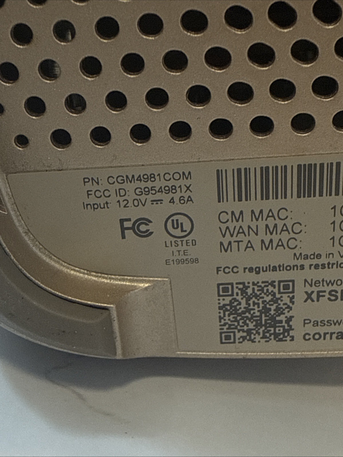 Xfinity xFi Gateway Router XB8-T Wifi CGM4981COM W/Power Adapter
