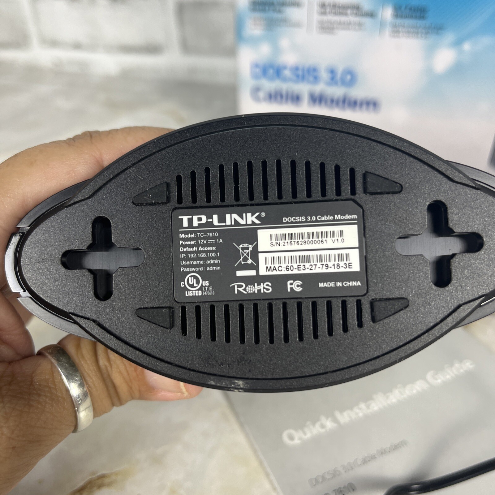 TP-Link TC-7610 DOCSIS 3.0 High Speed Cable Modem Max 343 Mbps Xfinity Comcast