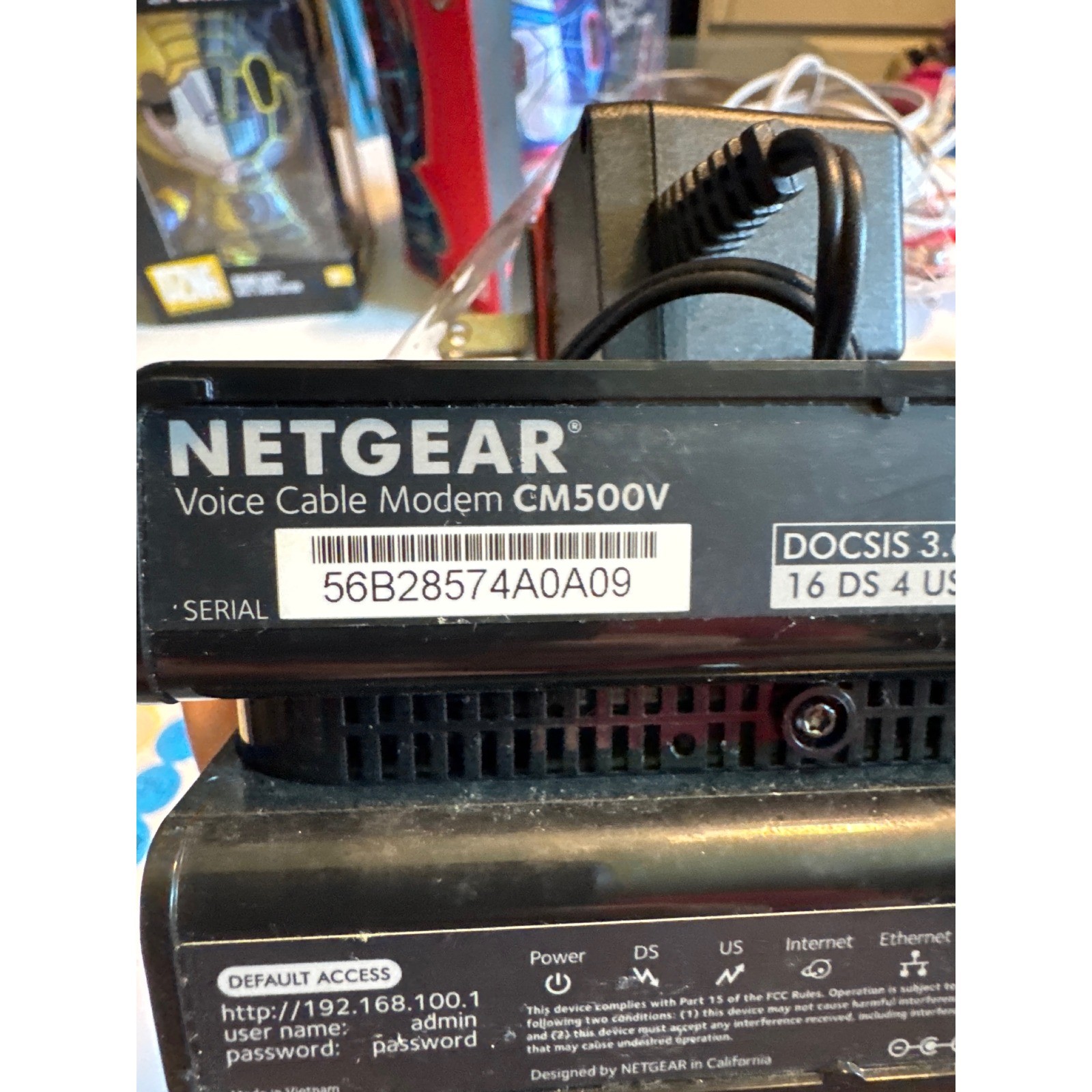 Netgear Voice Cable Modem CM500V Black DOCSIS 3.0 16×4 Xfinity Spectrum Tested