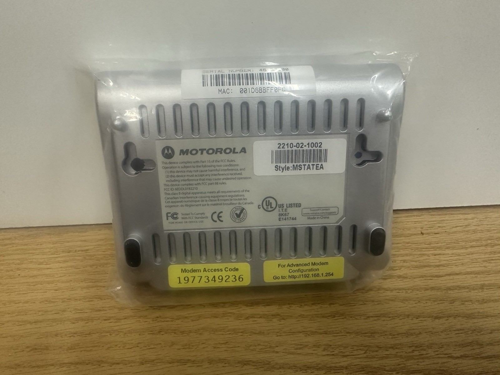 Motorola DSL Modem MSTATEA 2210 02 1022 ATT High Speed ethernet internet AT&T