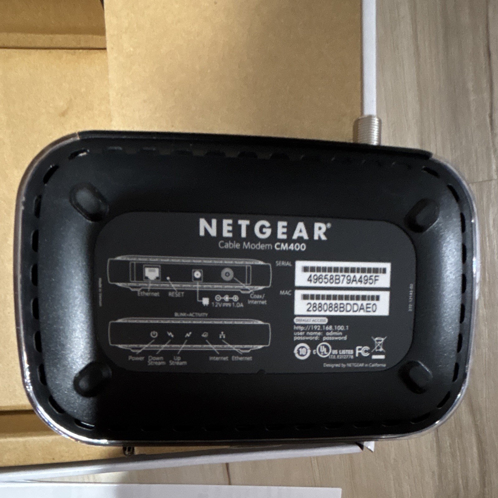 NETGEAR CM400 DOCSIS 3.0 Cable Modem 340 Mbps Channel Bonding Black