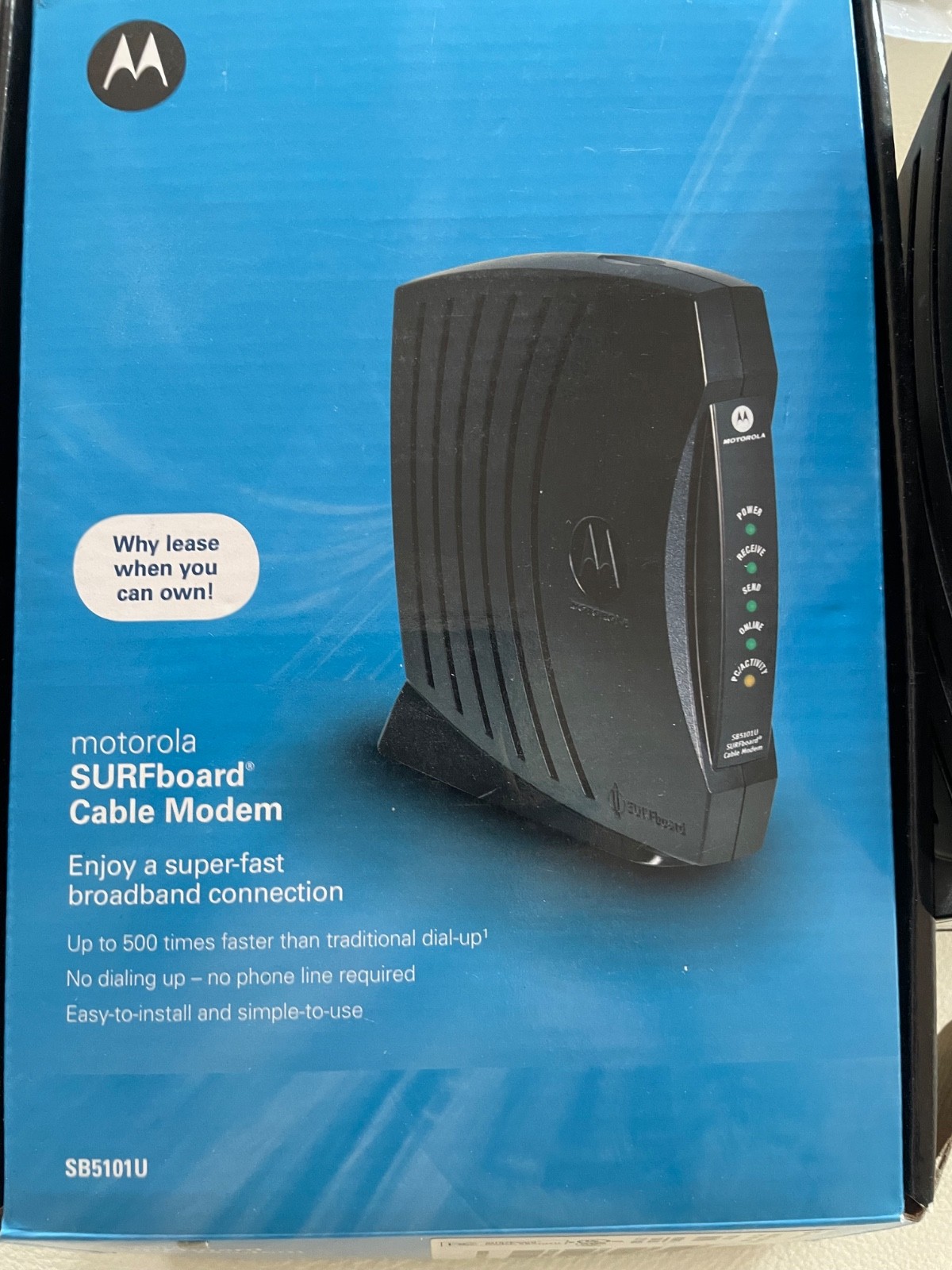 MOTOROLA Surfboard Cable Modem Model:SB5101U Cable Modem-box, disk, connectors