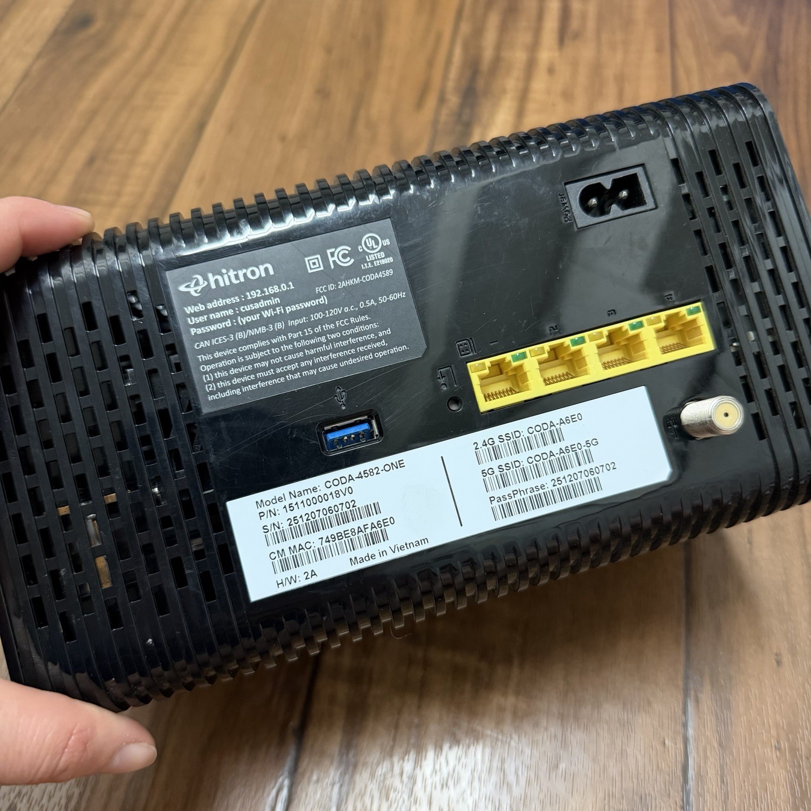 Hitron Coda-4582-ONE MDC DOCSIS 3.1 Cable Modem Router **No Power Cord Unit Only