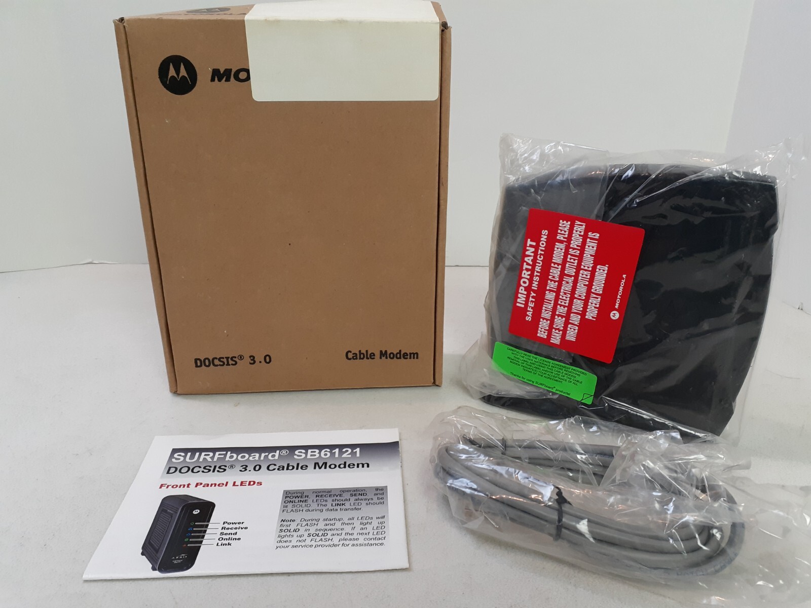 NEW MOTOROLA Surfboard CABLE MODEM Model SB5100 Cable & Instr. *NO POWER SUPPLY