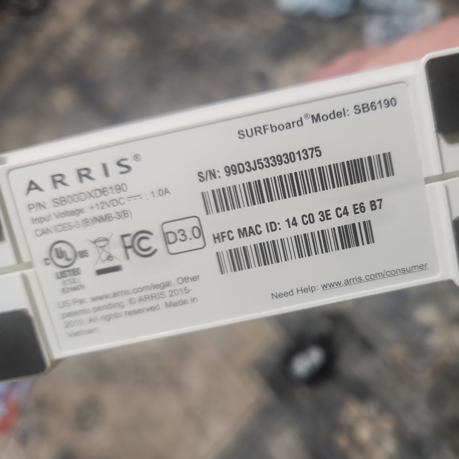 ARRIS SURFboard SB6190 DOCSIS 3.0 1.4 Gbps Cable Modem Xfinity Spectrum Cox -NEW