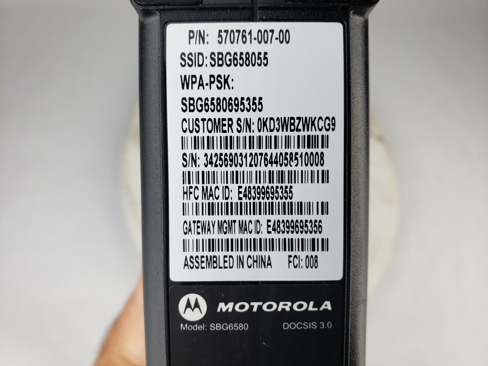 Motorola SBG6580 Wireless Cable Modem Router Internet WiFi Comcast SURFboard