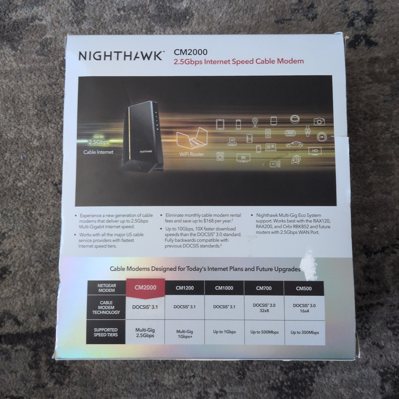 NETGEAR Nighthawk CM2000 DOCSIS 3.1 Cable Modem Tested Works Great w/ Power Cord