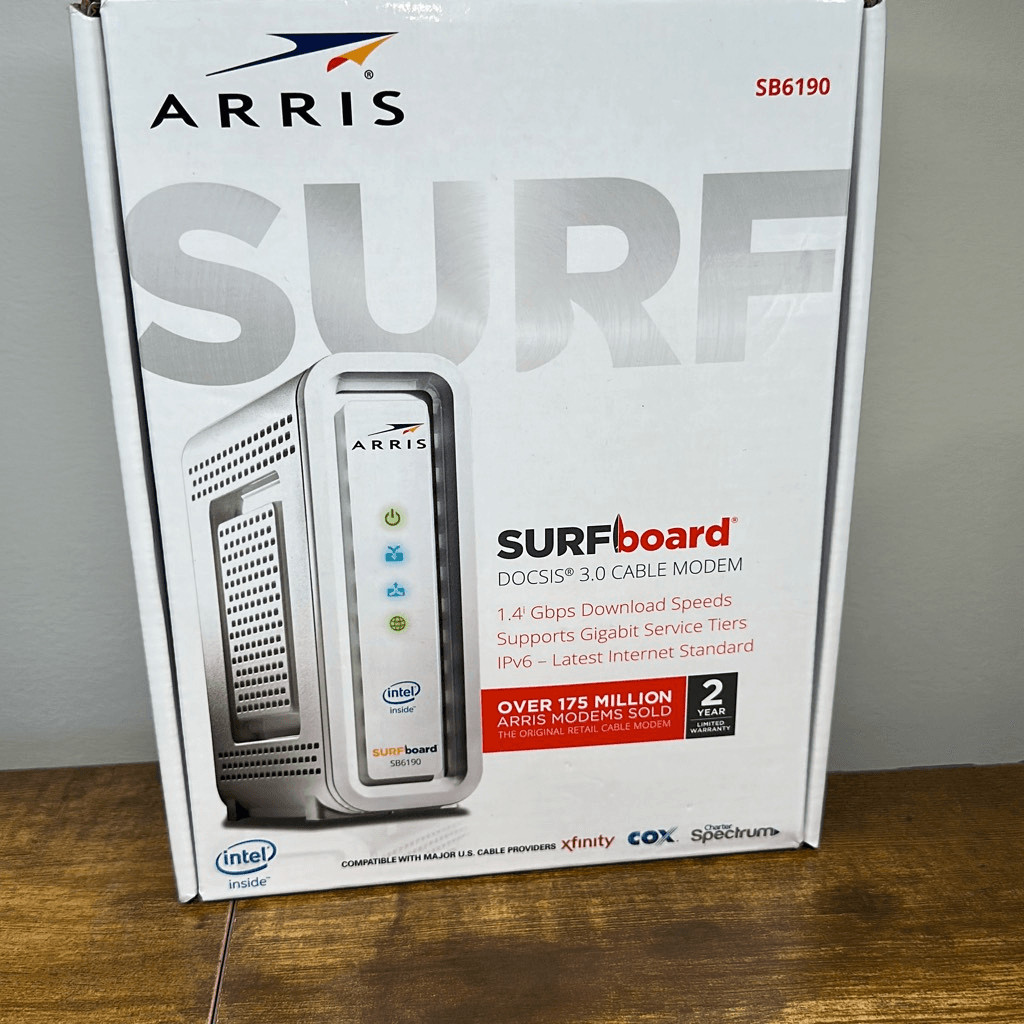 ARRIS SURFboard White SB6190 DOCSIS 3.0 Cable Modem 1.4gbps 32×8 Modem Channels
