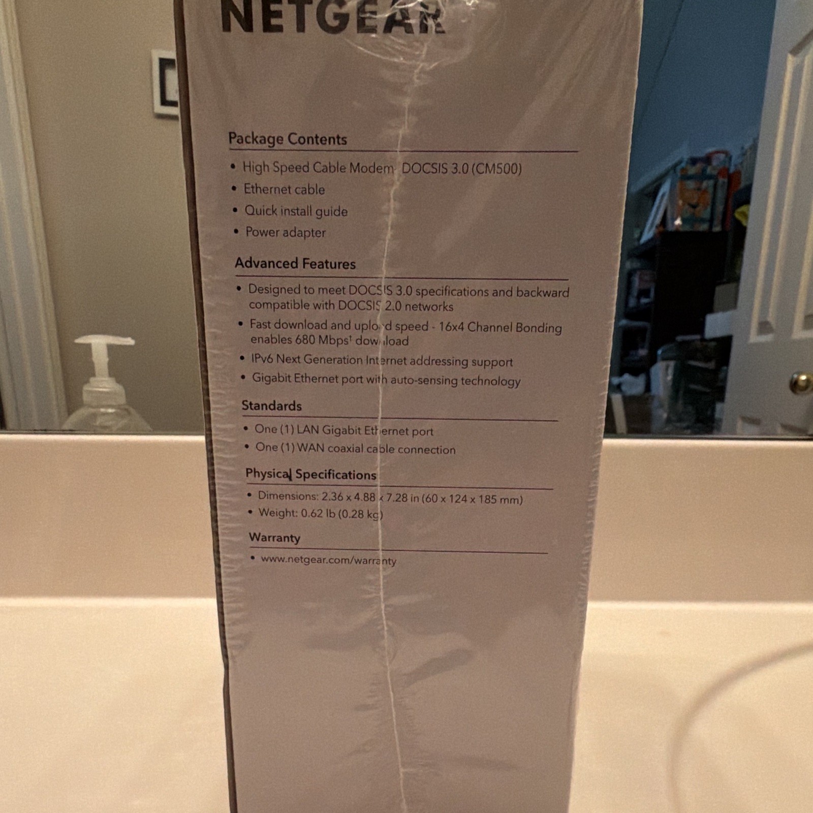 NETGEAR CM500 DOCSIS 3.0 Cable Modem 680 Mbps 1-Port Gigabit Ethernet XFINITY