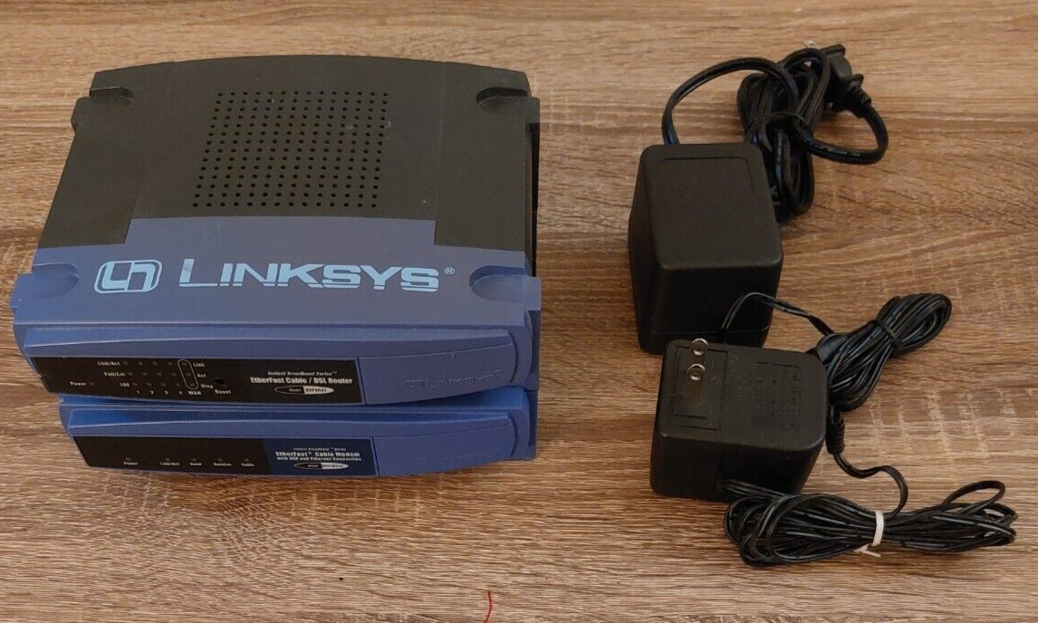Cisco-Linksys Cable Modem and Linksys Cable / DSL Router With 4 Port Switch
