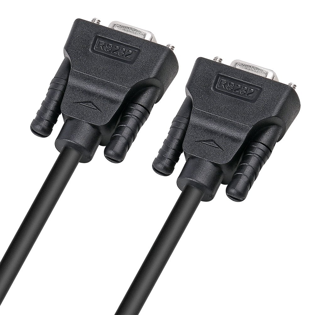 1.5 Feet DB9 Null Modem Cable, Black, F/F, RS232 Serial, 7 Wire Crossover, Data