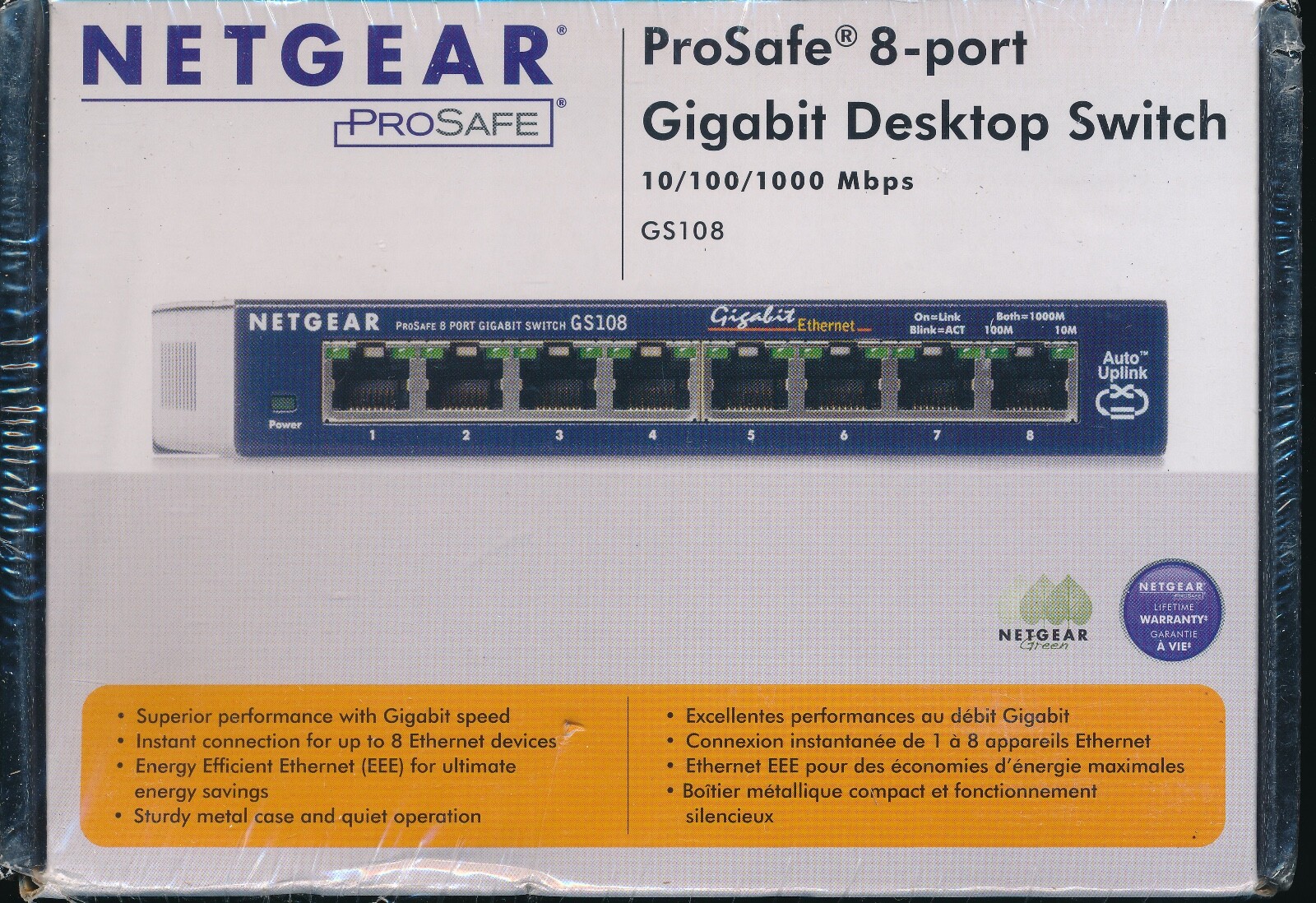 NETGEAR PROSAFE 8-PORT GIGABIT DESKTOP SWITCH NEW IN BOX
