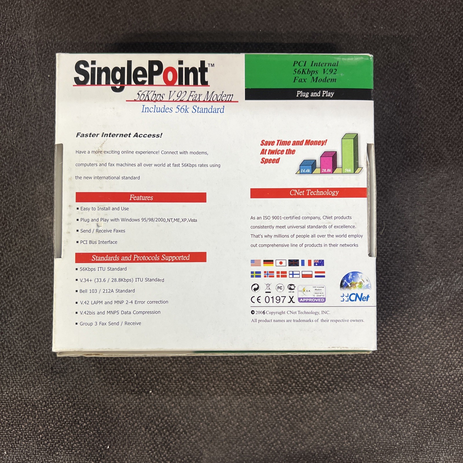 CNet Single Point External 56Kbps V.92 Fax Modem
