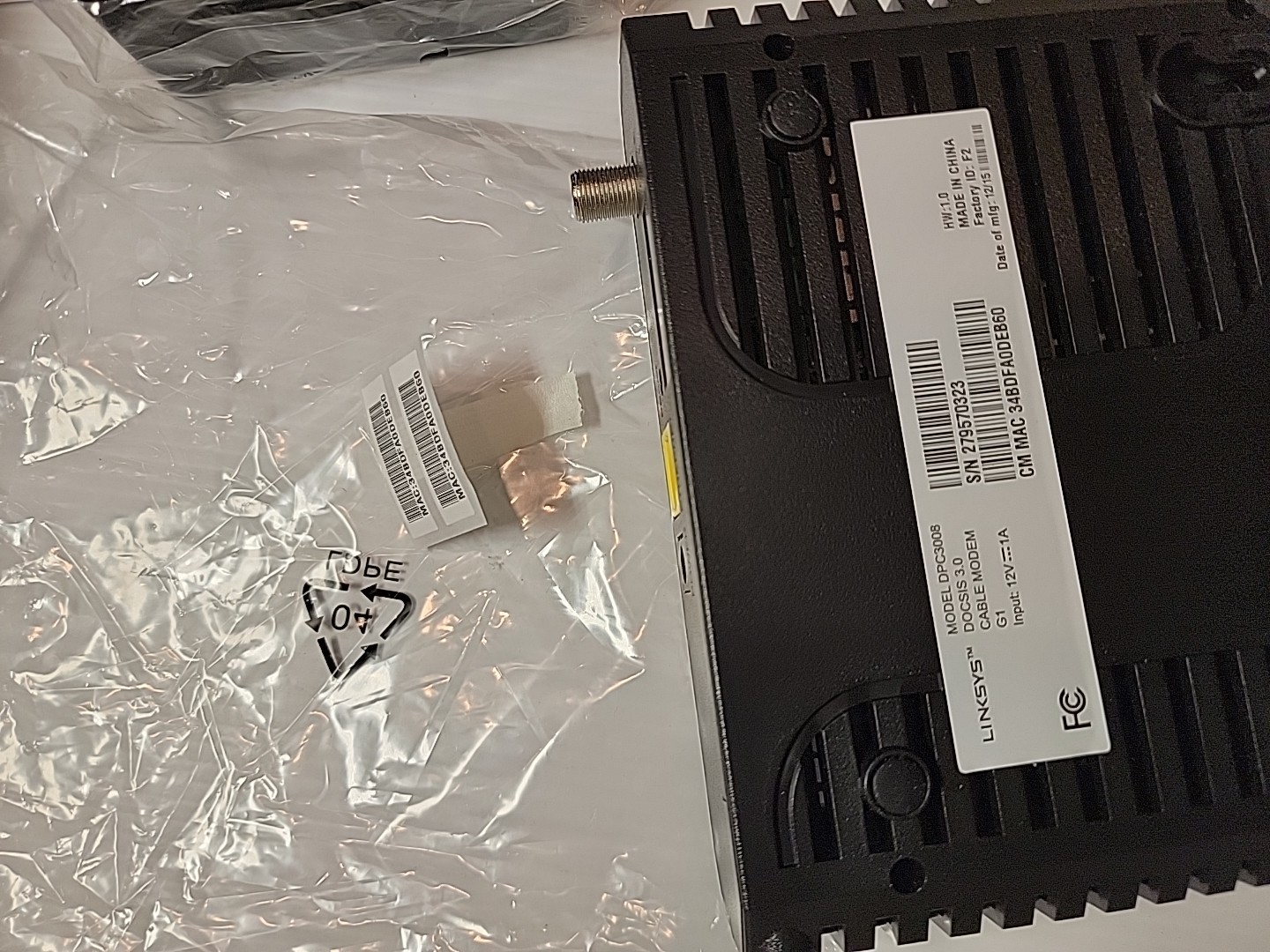 Linksys DPC3008 Cable Modem Comcast Certified
