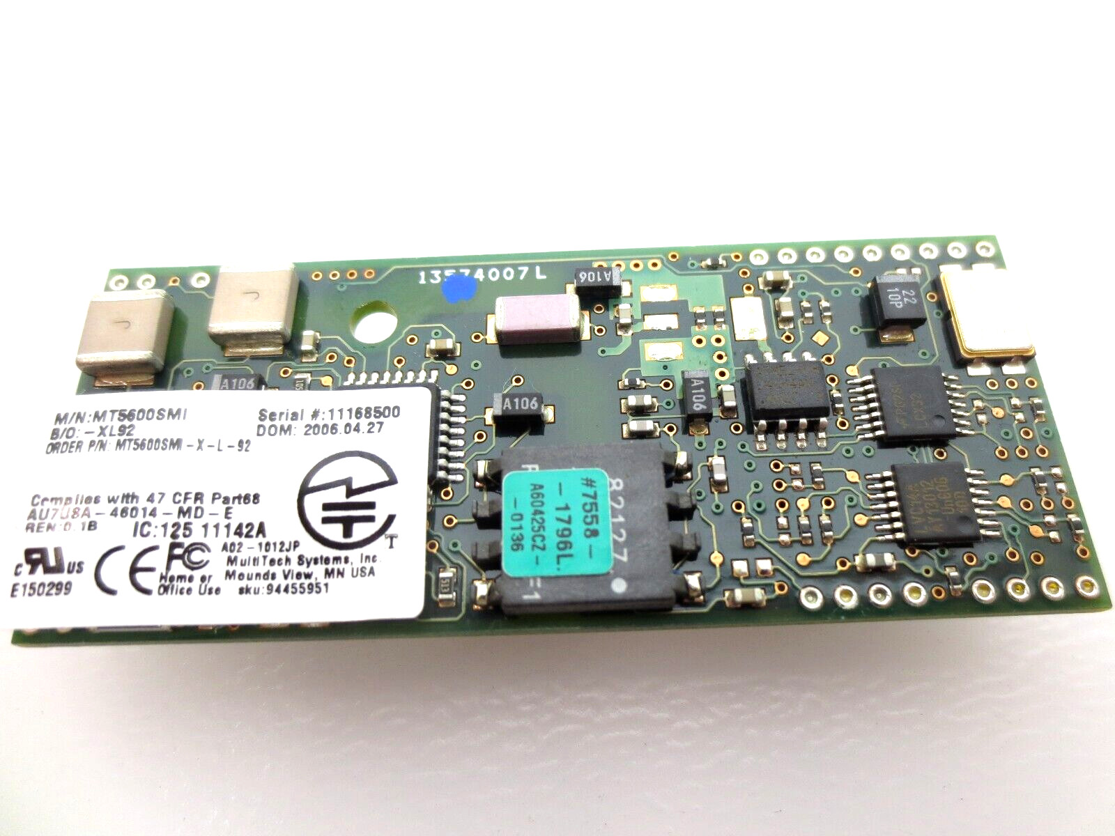 MT5600SMI-X-L-92 Serial SocketModem Data/Fax MultiTech Systems NOS
