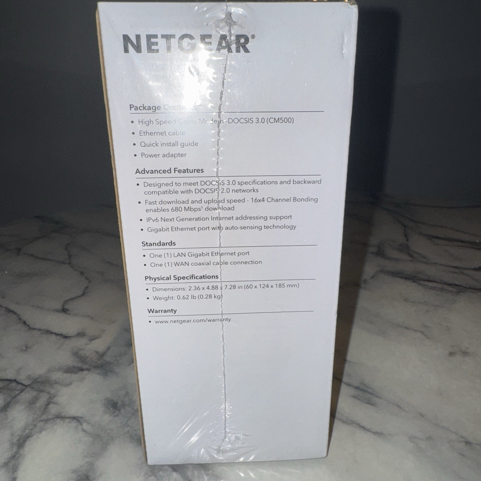 NEW SEALED NETGEAR CM500-1AZNAS 16×4 DOCSIS 3.0 Cable Modem Speeds of 686mbps