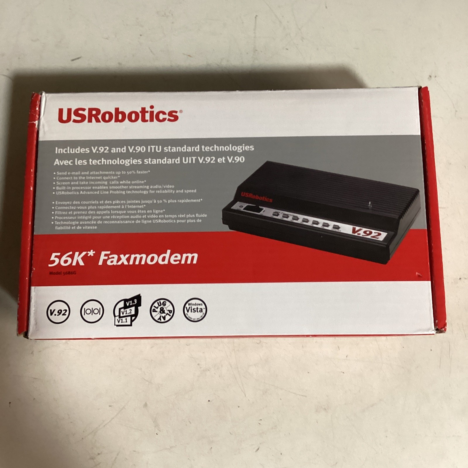 U.S. Robotics USR5686G V.92 Serial Controller Faxmodem 56Kbps RS-232 Serial Port