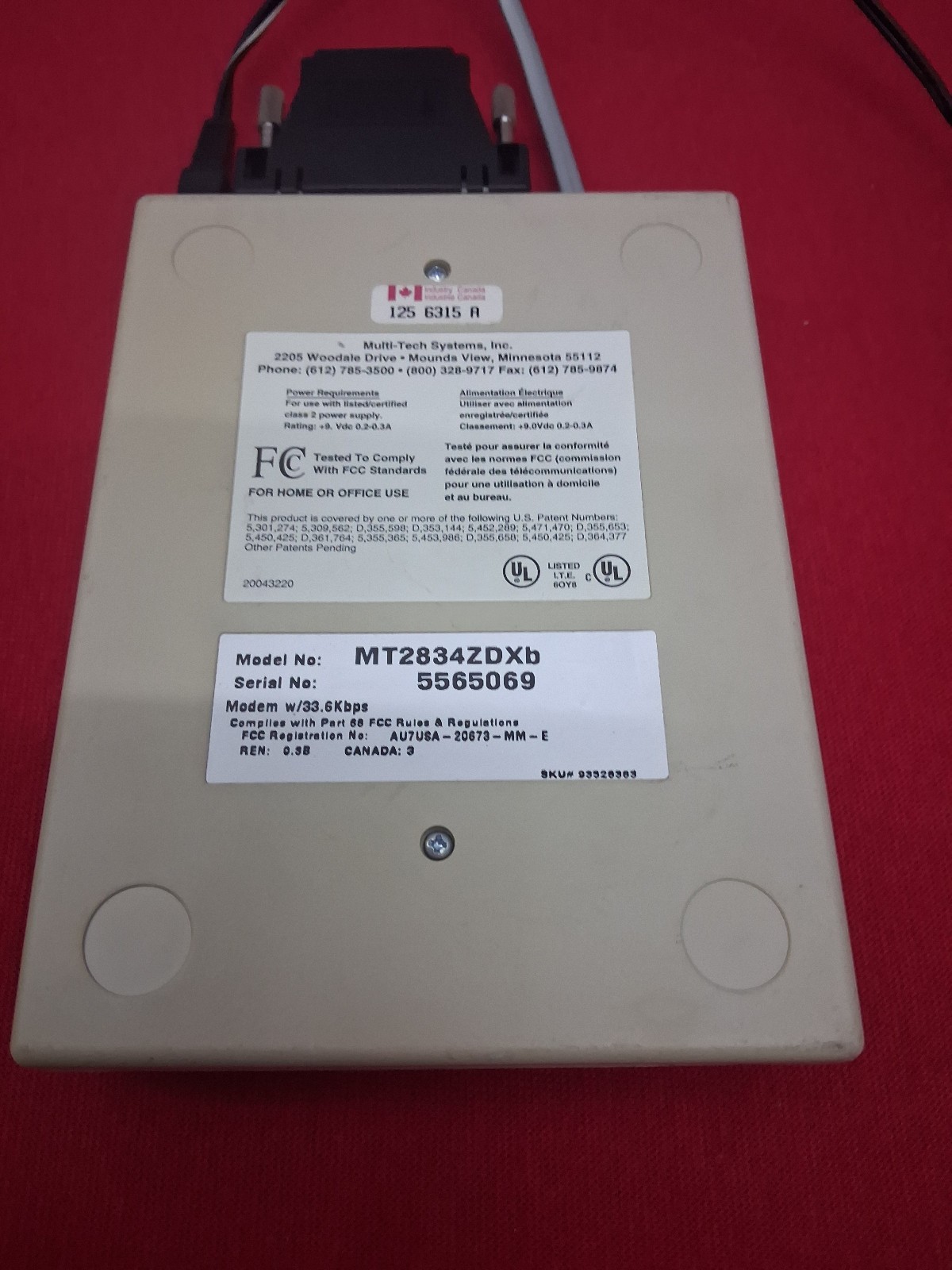 MULTI-TECH SYSTEMS MULTIMODEM ™ MT2834ZDXb 33.6K bps DATA/FAX MODEM