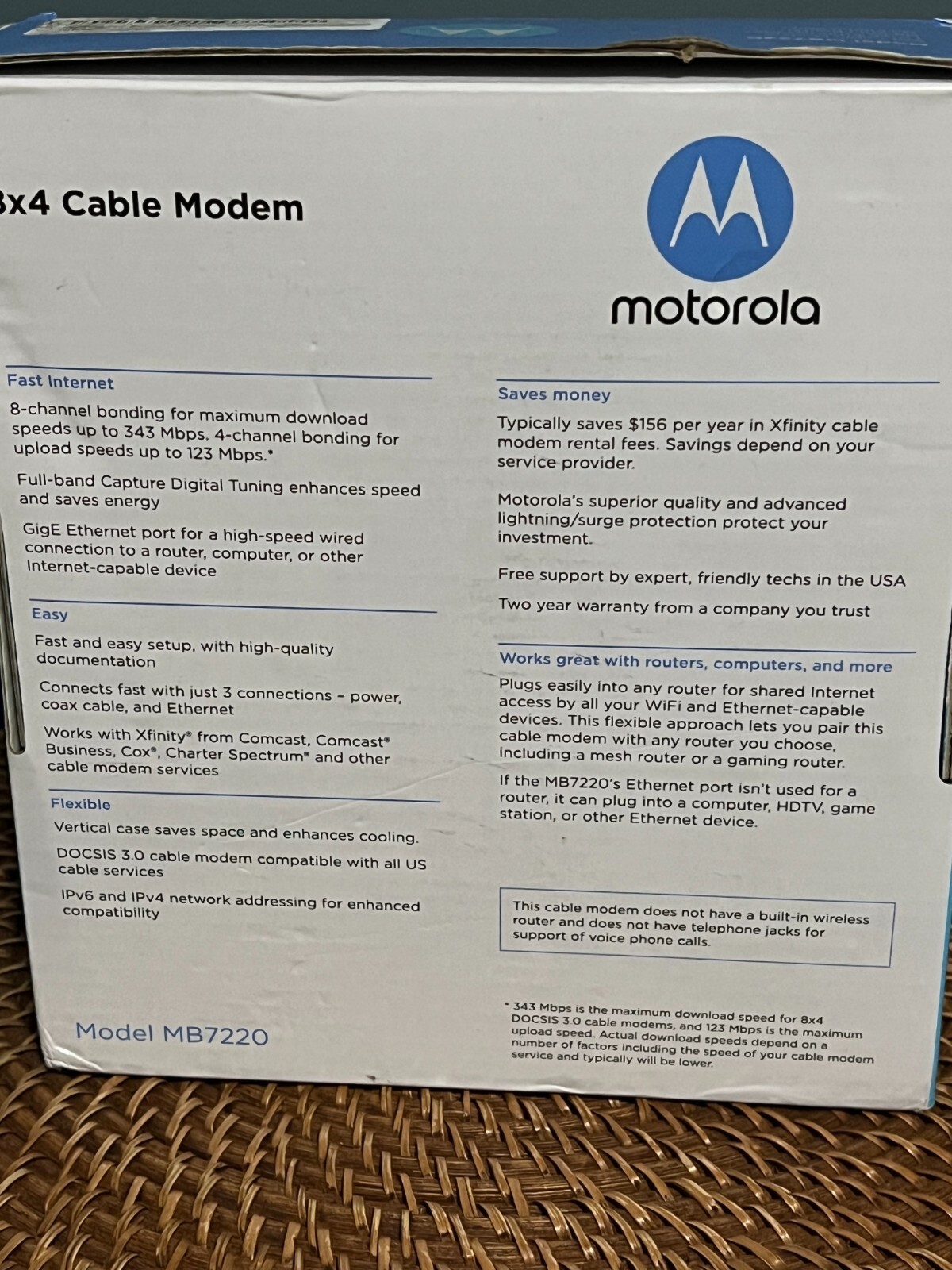 Motorola MB722010 343Mbps DOCSIS 3.0 Cable Modem