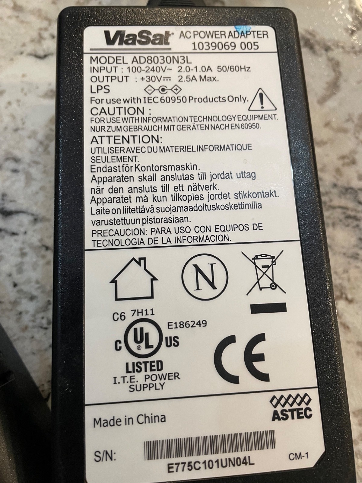 ViaSat Modem Model RM4100 Surfbeam 2 with Power Supply.