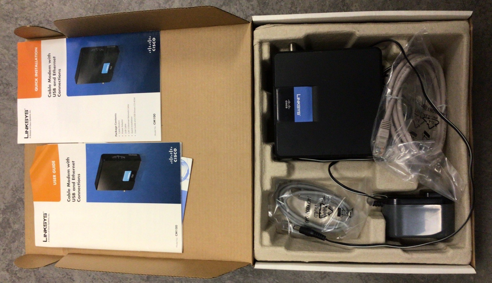 Linksys CM100 Cable Modem Usb And Ethernet 100 Mbps Internet
