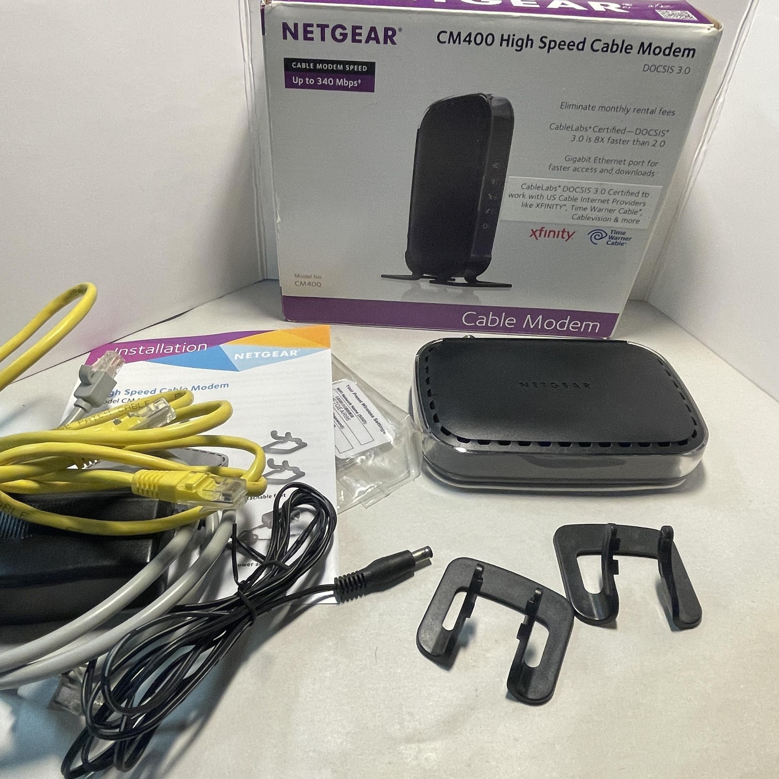 NETGEAR CM400 DOCSIS 3.0 High Speed Cable Modem 340Mbps Gigabit Xfinity Spectrum
