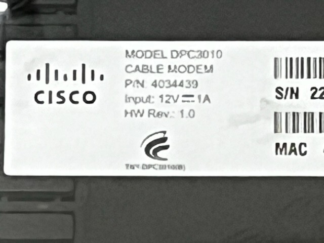 CISCO DPC3010 EPC3010 GIGABIT CABLE MODEM DOCSIS 3.0 8X4