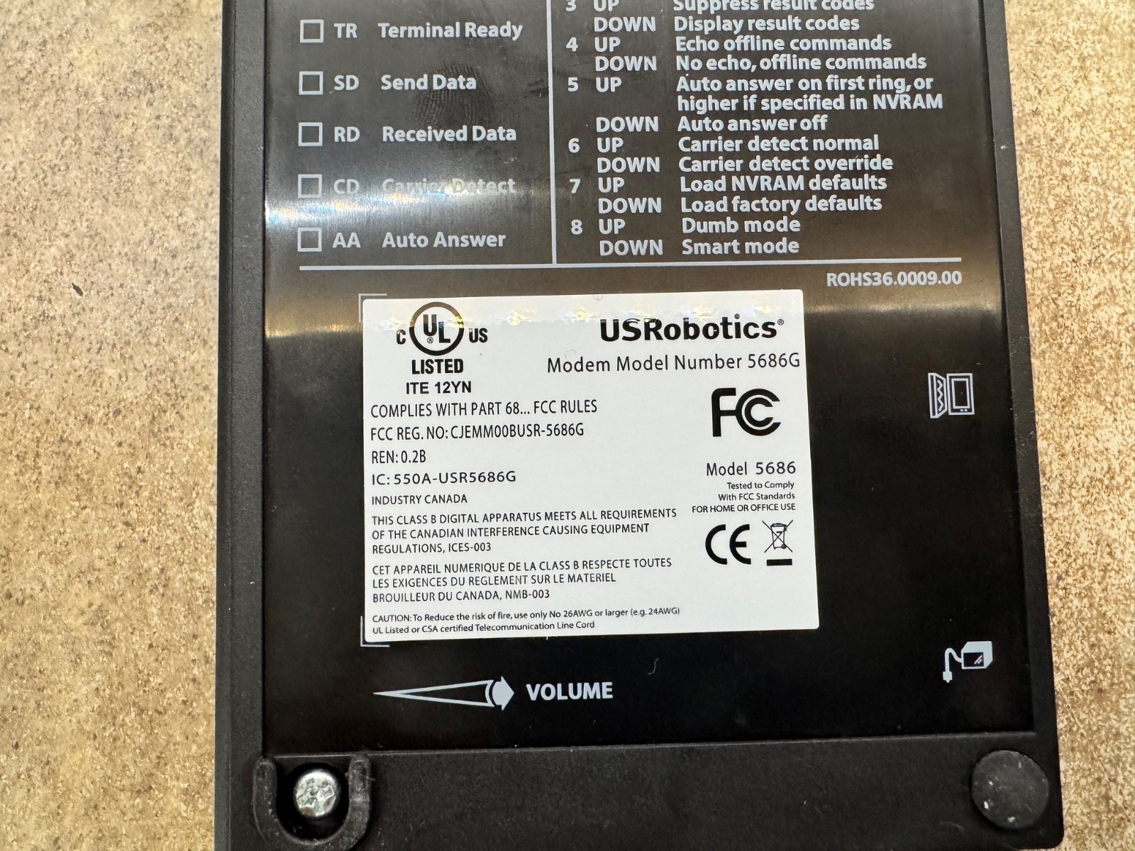 US Robotics, V.92, Model 5686G, 56K Faxmodem