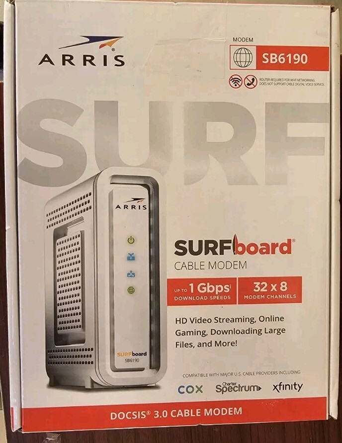 ARRIS Surfboard SB6190-RB DOCSIS 3.0 Cable Modem, White Open Box