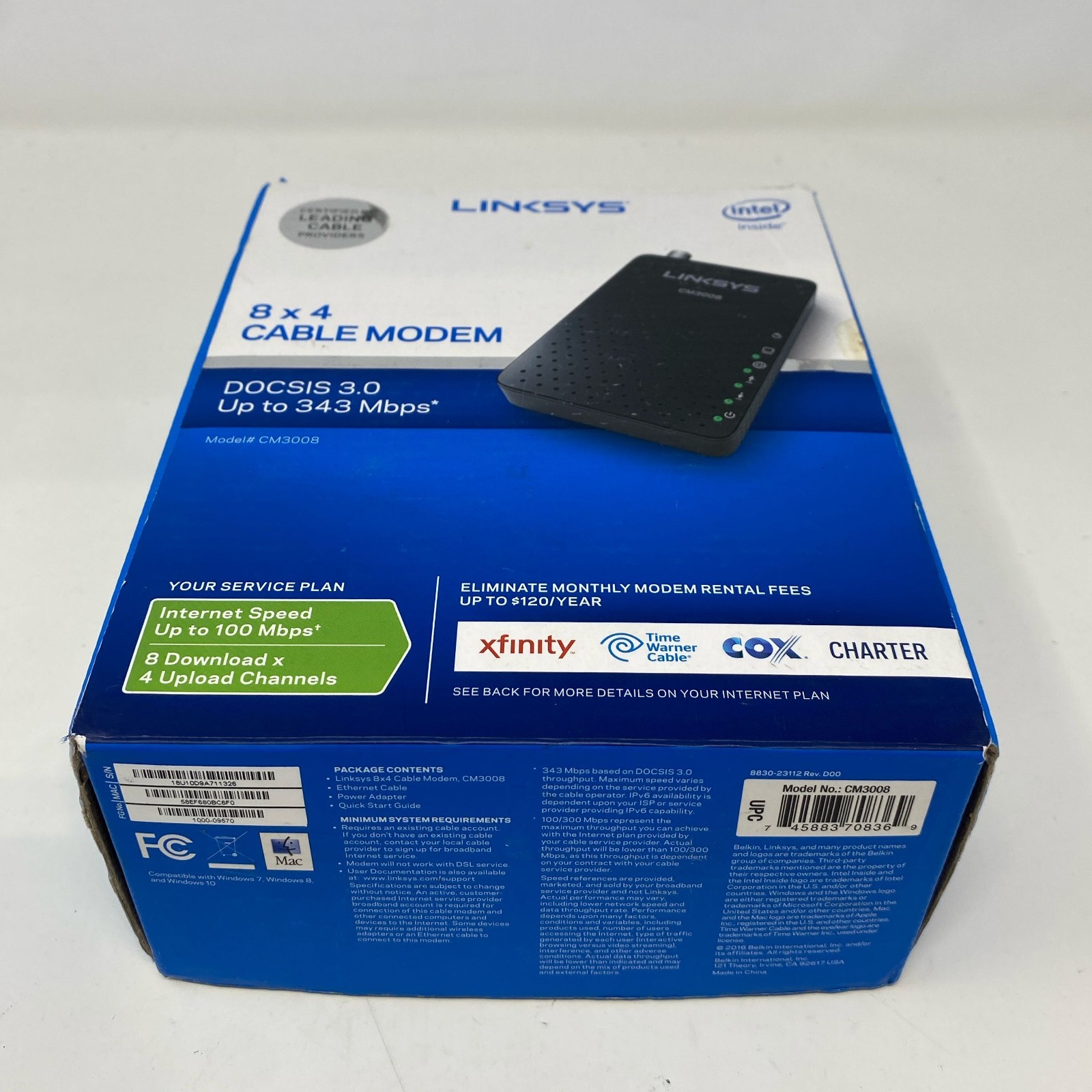 Linksys CM3008 DOCSIS 3.0 8×4 Cable Modem – Black