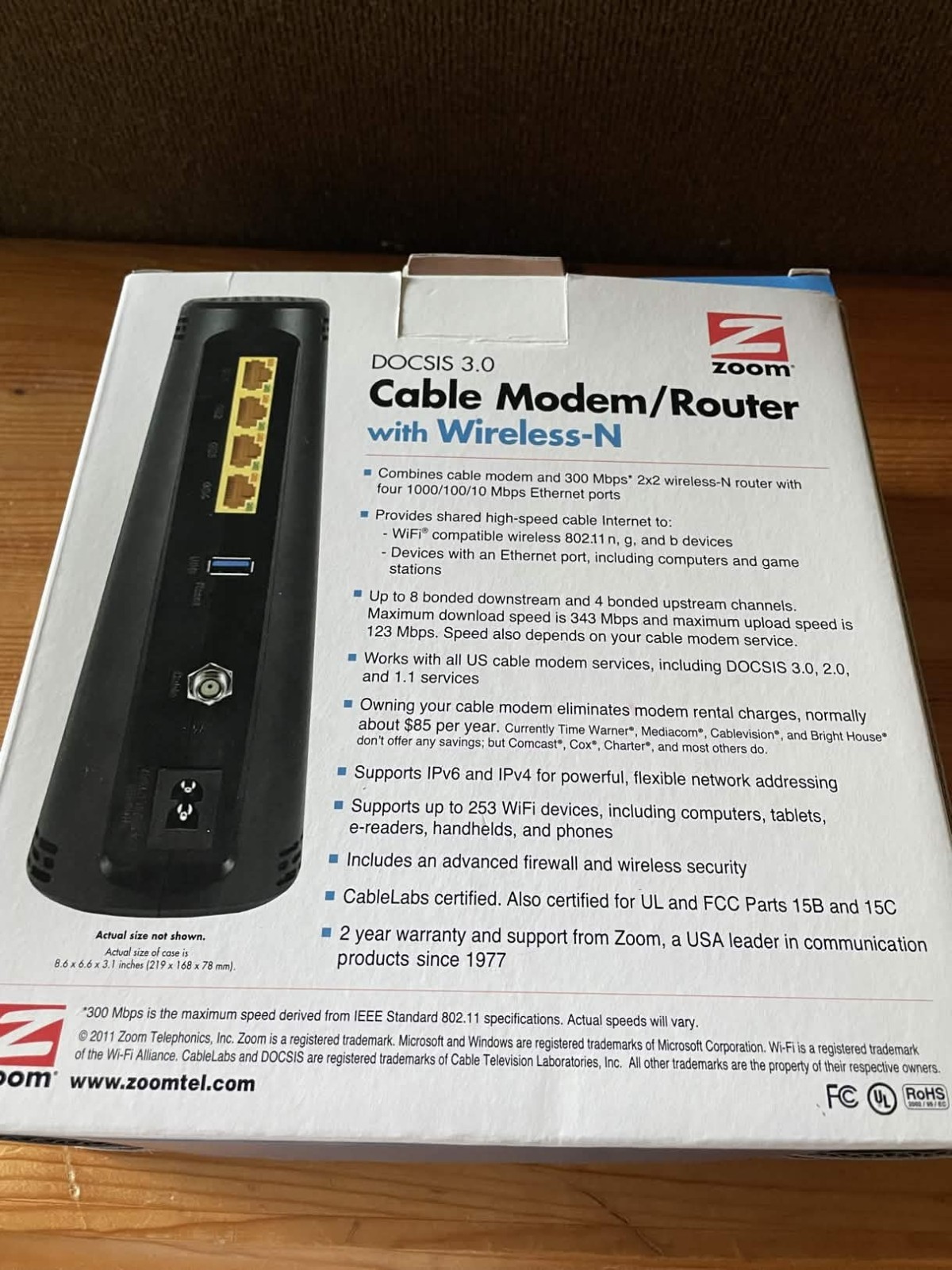 Zoom DOCSIS 3.0 Cable Modem/Router w/Wireless-N Model 5350 343MBPS Download
