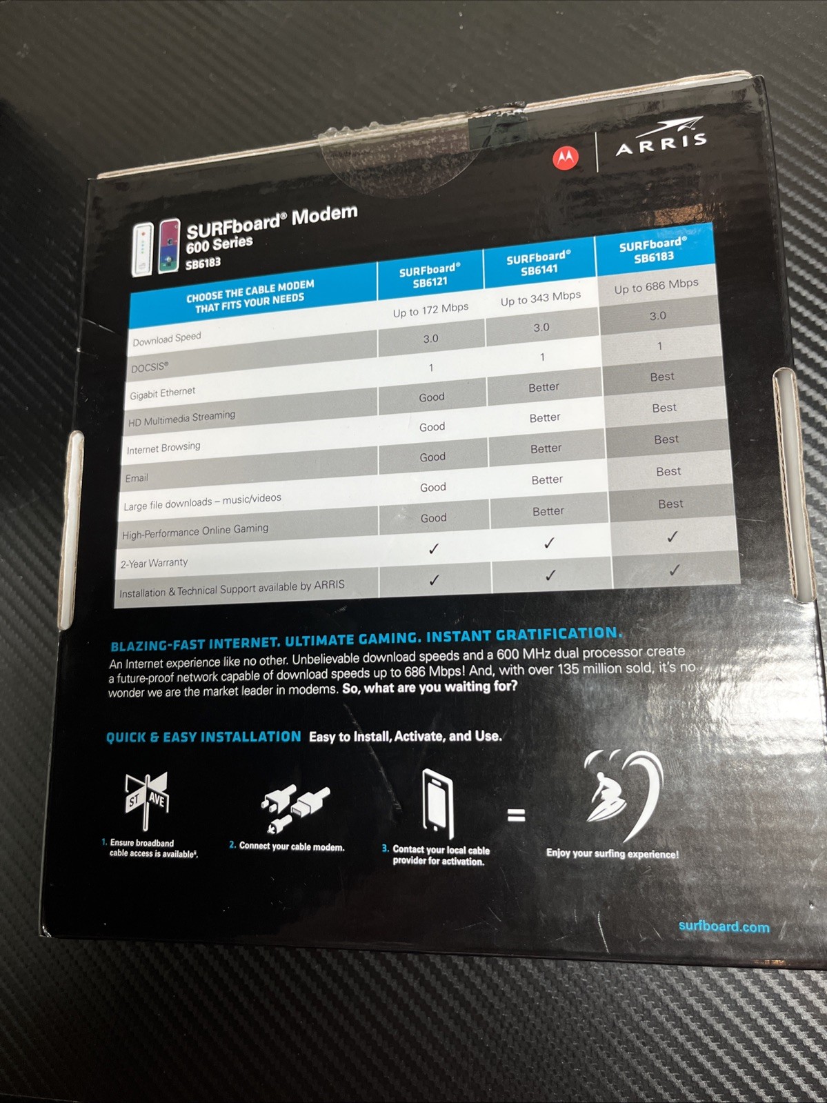 Motorola Arris Surfboard Modem 600 Series SB6183 Open Box