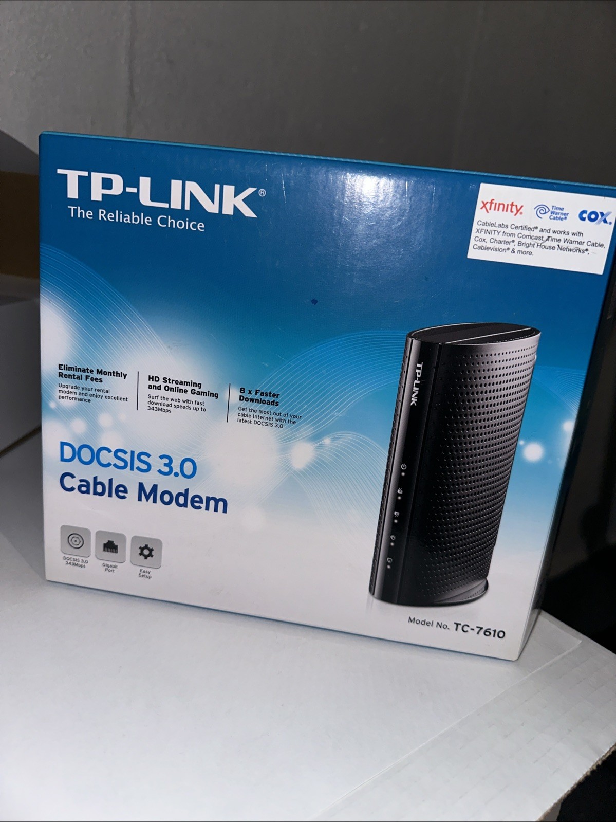 TP-LINK TC-7610 DOCSIS 3.0 Cable Modem USED with Power Cable