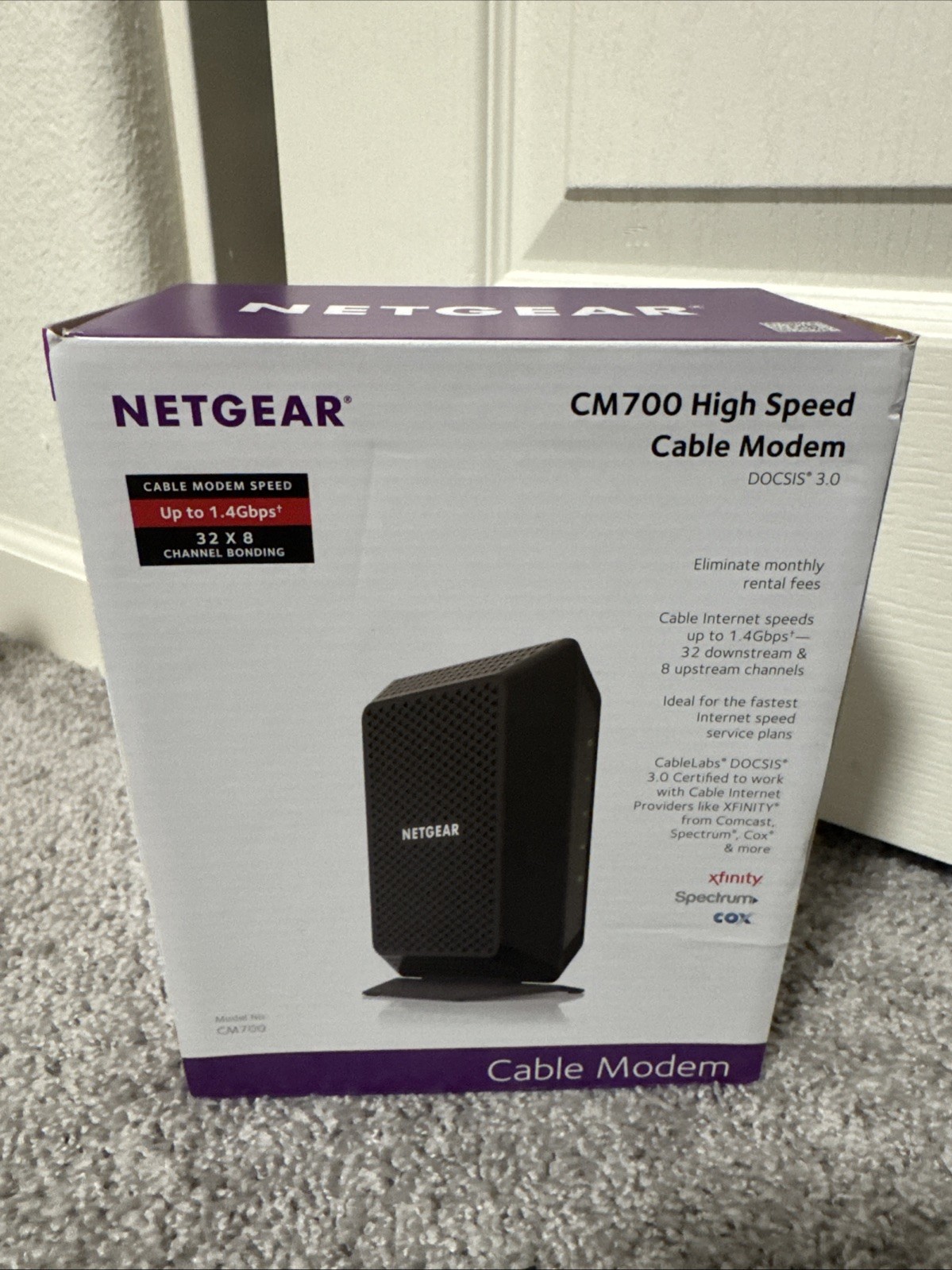 NETGEAR CM700 Cable Modem DOCSIS 3.0 Black Up to 800Mbps in Box Open Motem only