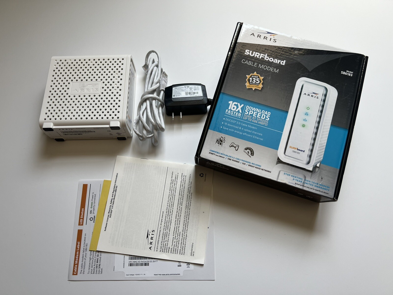 ARRIS Surf Board SB6183 Cable Modem -Internet, Cable, Bandwidth, Upgrade