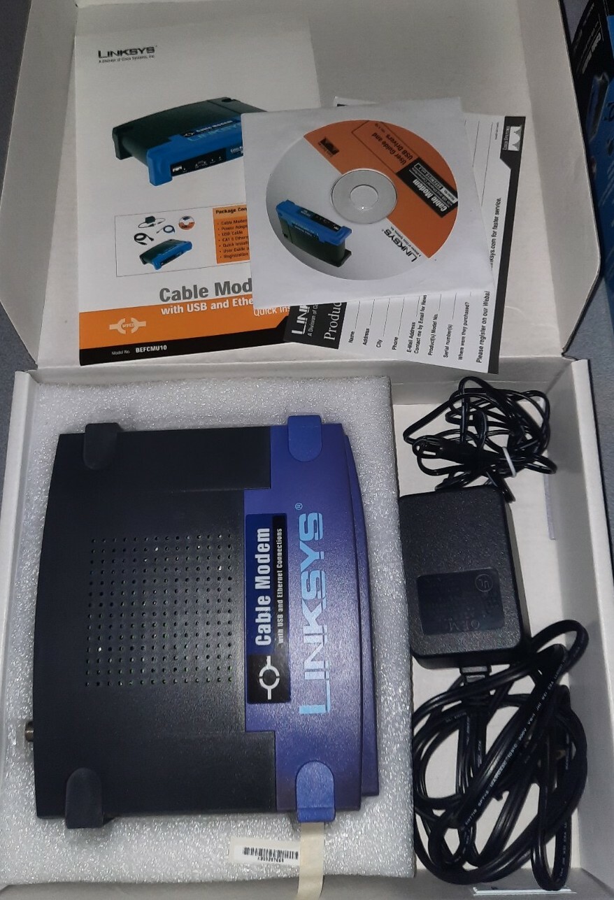 Wired Linksys Cable Modem with USB and Ethernet Connections Model: BEFCMU10