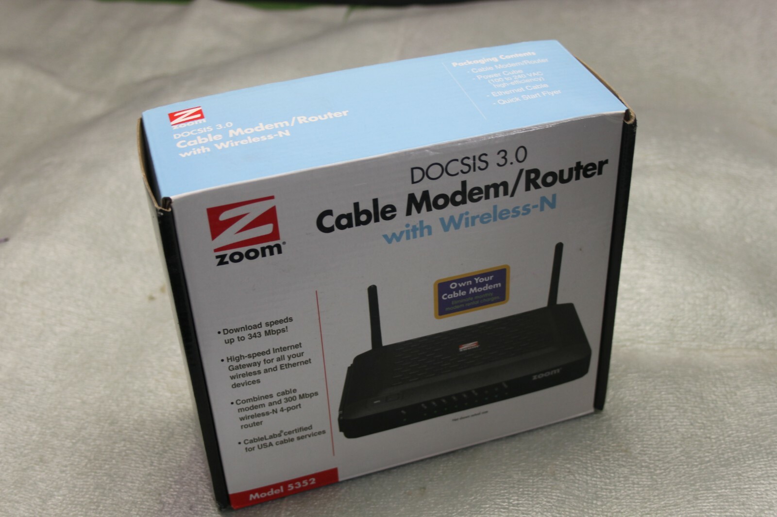 Zoom Docsis 3.0 Cable Modem with Wireless-N and Gigabit Ethernet 5352. N