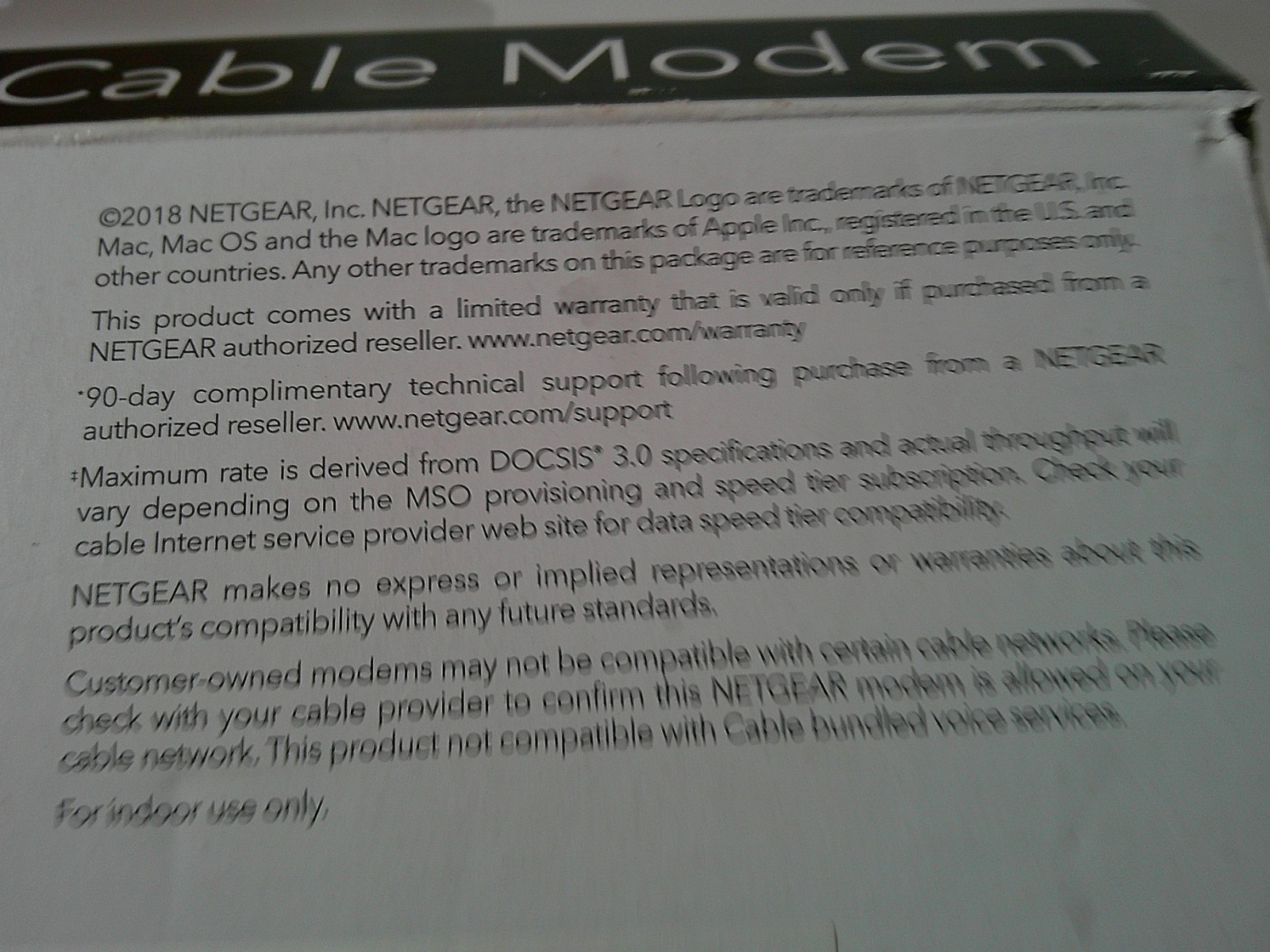 Netgear – Cable Modem – High Speed – CM500 – (CM500100NAS) 680 Mbps – Black