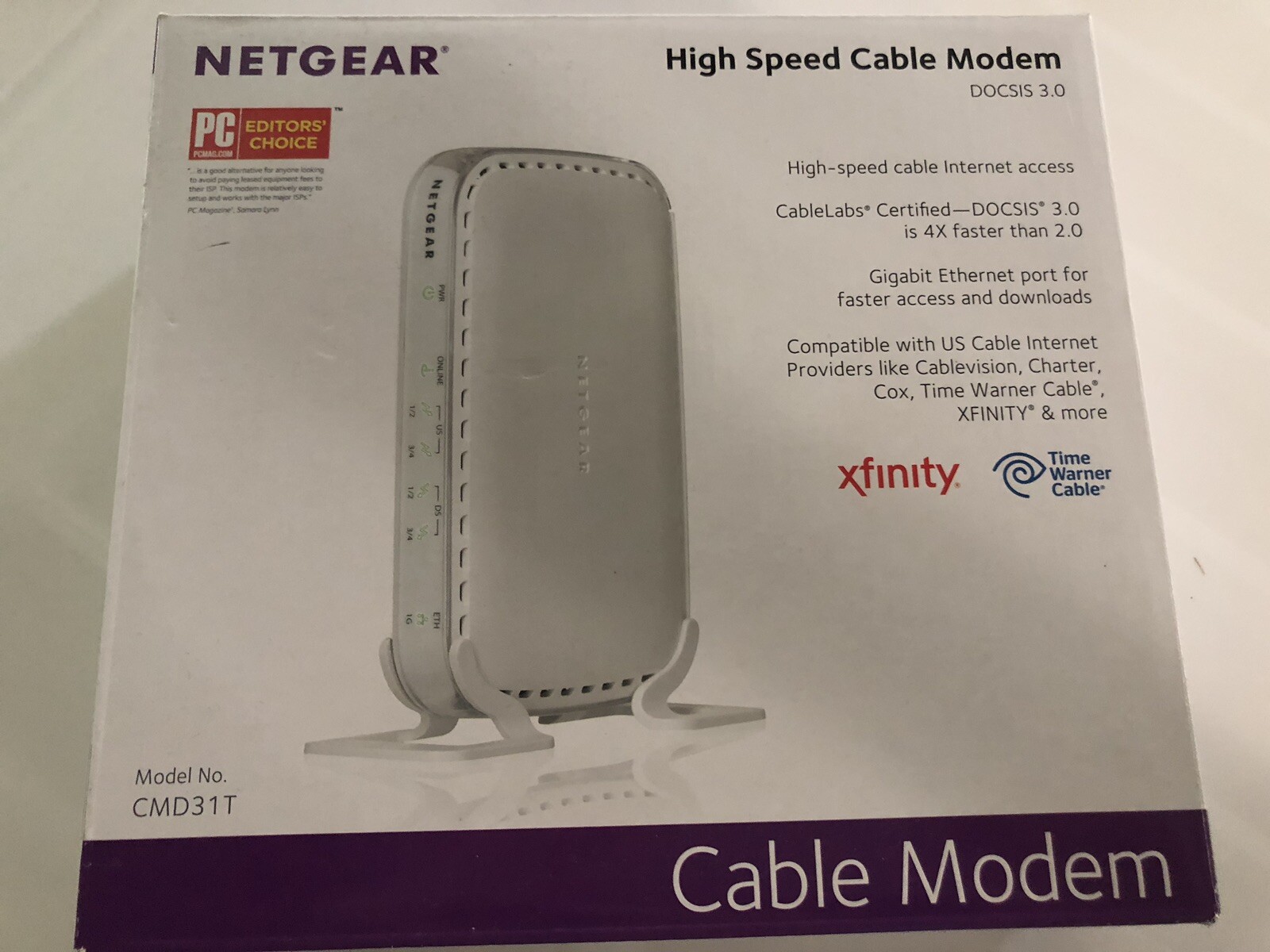 Netgear CMD31T High-Speed Cable Modem DOCSIS 3.0 Used in Original Box