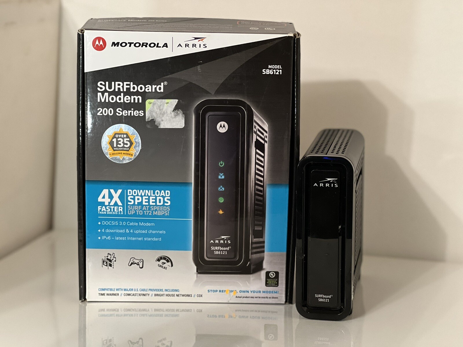 Motorola Arris SURFboard SB6121 DOCSIS 3.0 High-Speed Wifi Cable Modem IPv6 4×4