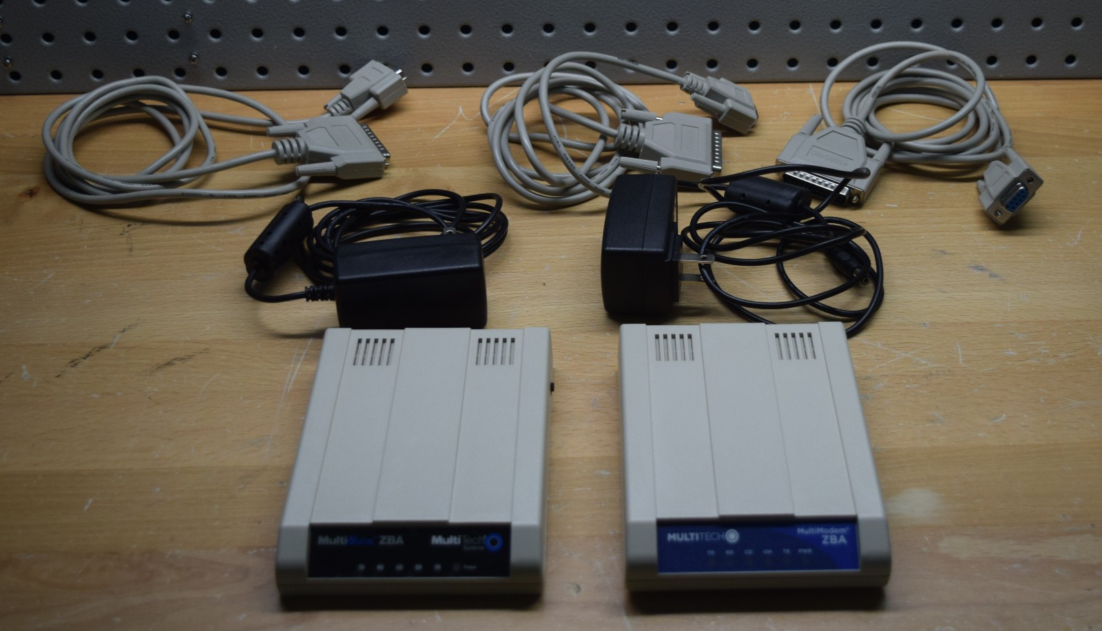 MultiTech MT9234ZBA MultiModem Analog 56K Modem with RS-232 Cables – Lot of 2
