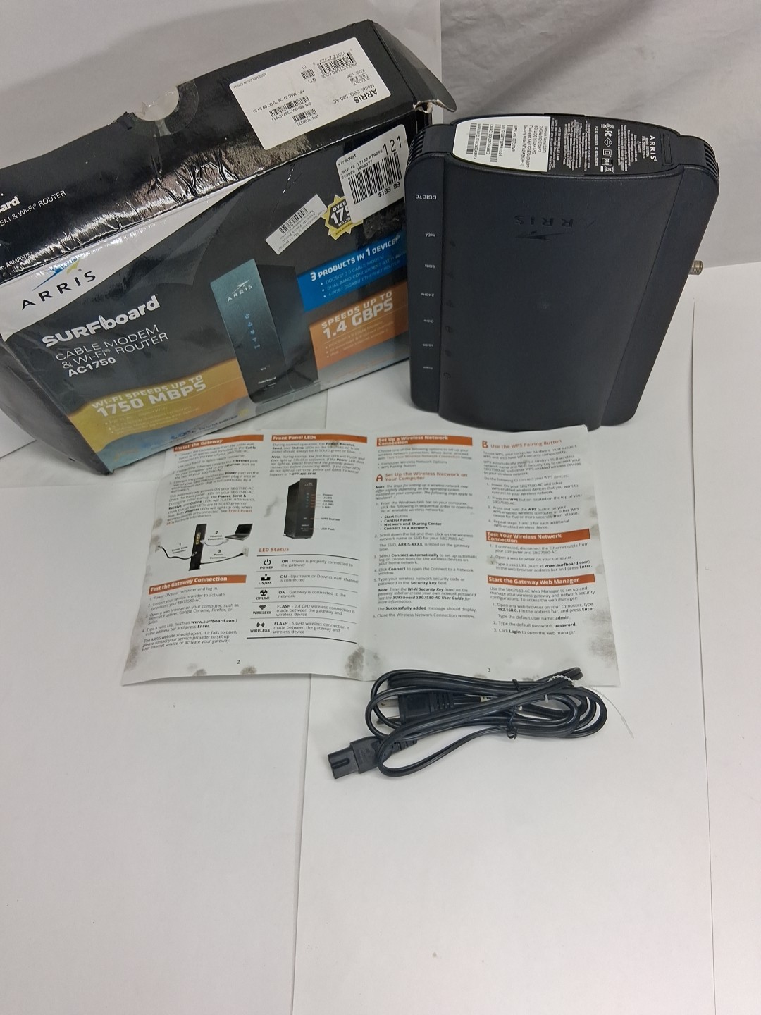 ARRIS SURFboard AC1750 Cable Modem WiFi Router Combo DOCSIS 3.0 Open Box