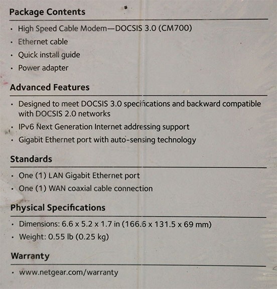 Netgear CM700 High Speed DOCSIS 3.0 Cable Modem New NIB CM700-100NAS